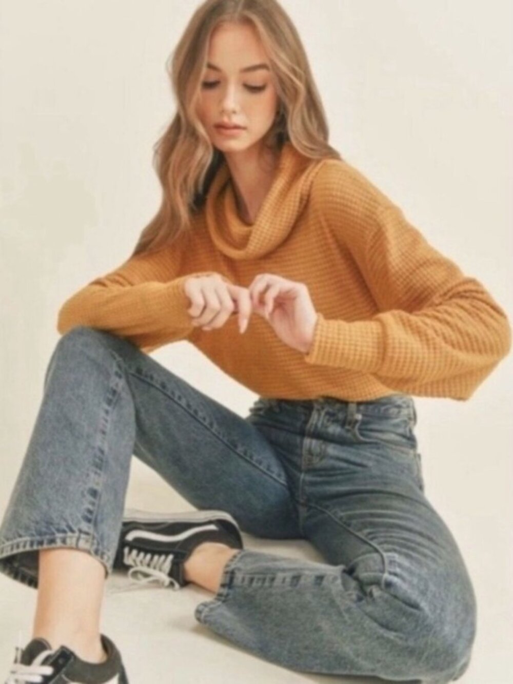 Free People Juicy Long Sleeve Women Waffle Knit Top, Canyon Moon, Small, NWT